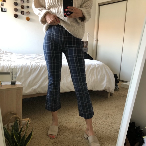 plaid cropped flare pants
